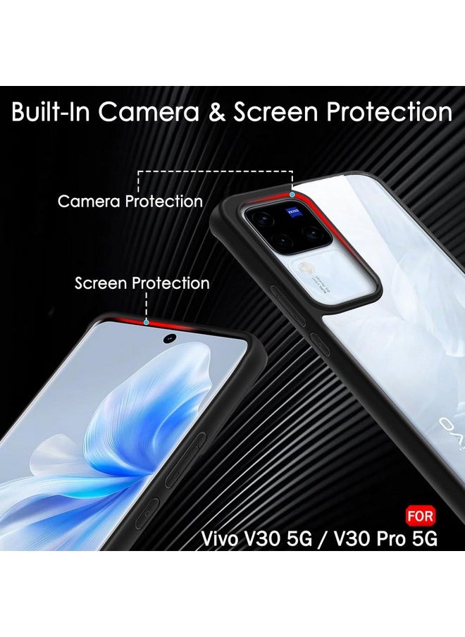ذا جيفت كارت - غطاء خلفي أنيق ومضاد للصدمات من ذا جيفت كارت لهاتف فيفو V30 / V30 برو 5G | حماية 360 درجة | غطاء خلفي شفاف صلب وشفاف لهاتف فيفو V30 / V30 برو (PC و TPU، مصد أسود) - Image 1