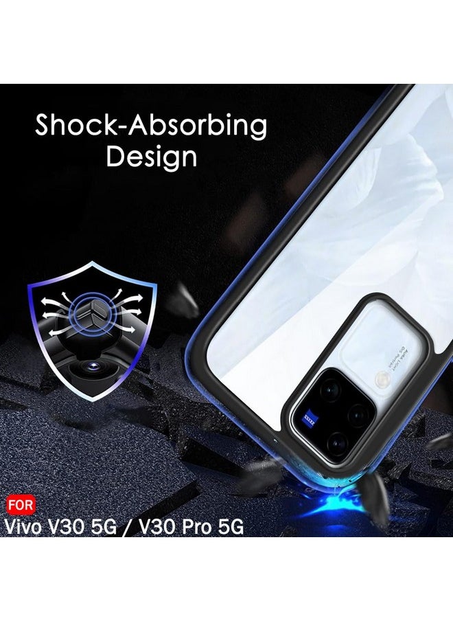 ذا جيفت كارت - غطاء خلفي أنيق ومضاد للصدمات من ذا جيفت كارت لهاتف فيفو V30 / V30 برو 5G | حماية 360 درجة | غطاء خلفي شفاف صلب وشفاف لهاتف فيفو V30 / V30 برو (PC و TPU، مصد أسود) - Image 1