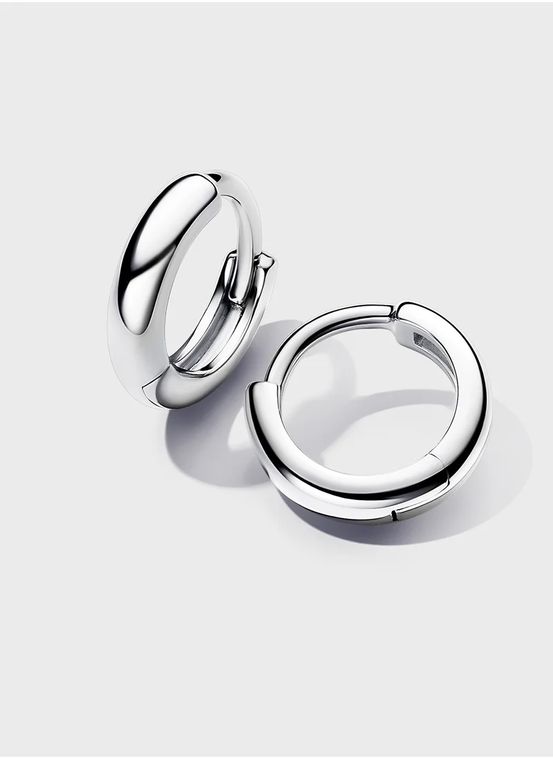 باندورا Sterling Silver Huggie Hoop Earrings