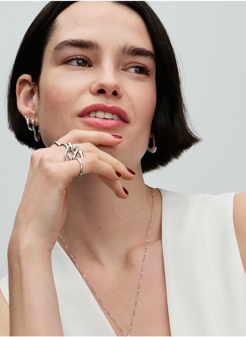 باندورا Sterling Silver Huggie Hoop Earrings