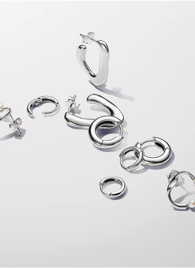 باندورا Sterling Silver Huggie Hoop Earrings