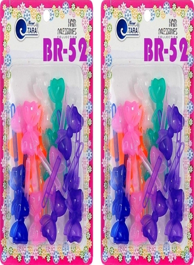 Tara Girls Self Hinge Plastic Bow Hair Barrettes Selection Pack Of 2 (BR52) - Image 1