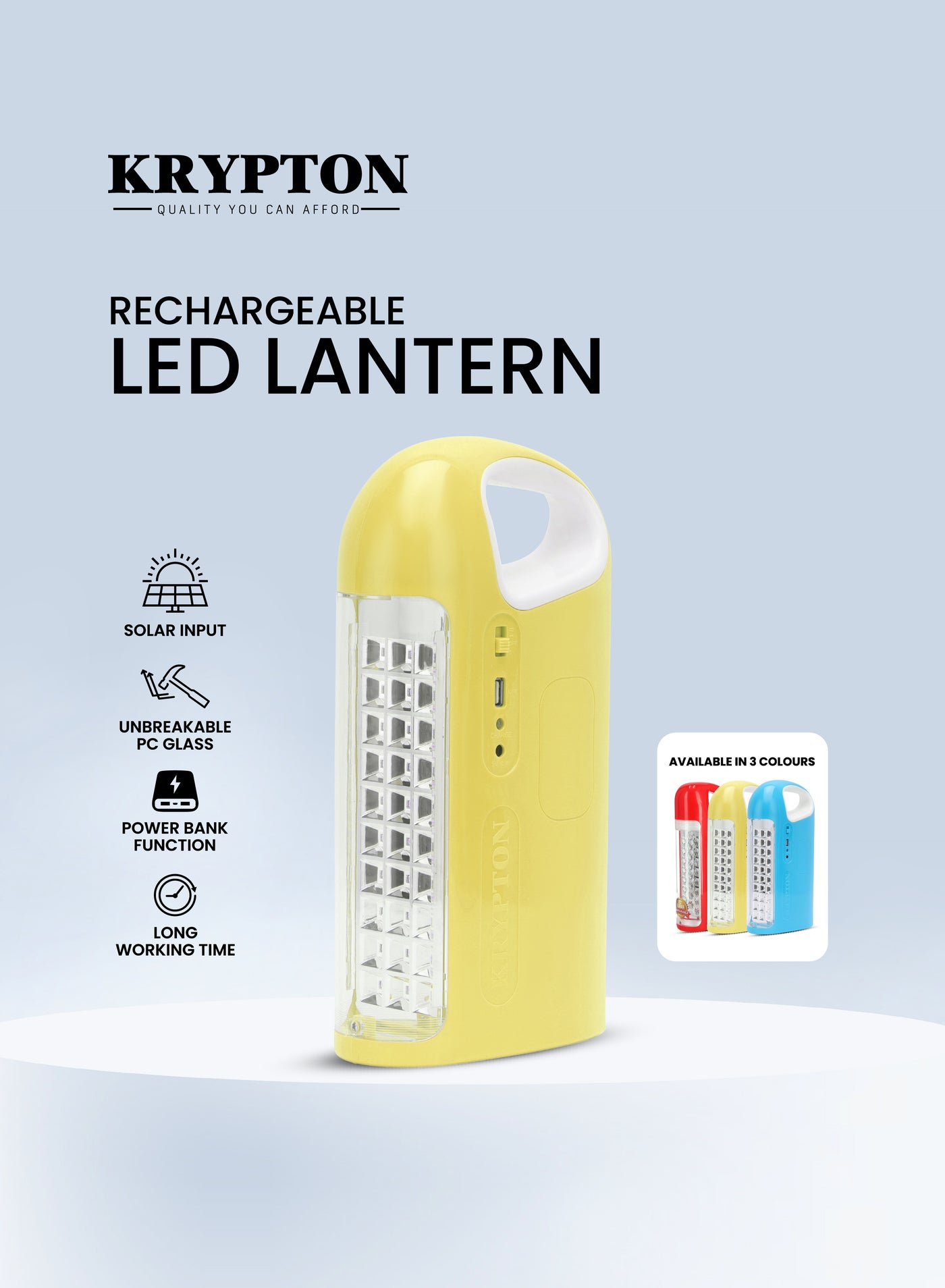 Rechargeable LED Lantern – 24 High Power LEDs, Solar & USB Charging, 6V Battery, 8–25 Hours Backup, Emergency Light with Overcharge Protection, Portable Indoor & Outdoor Camping Lantern Assorted