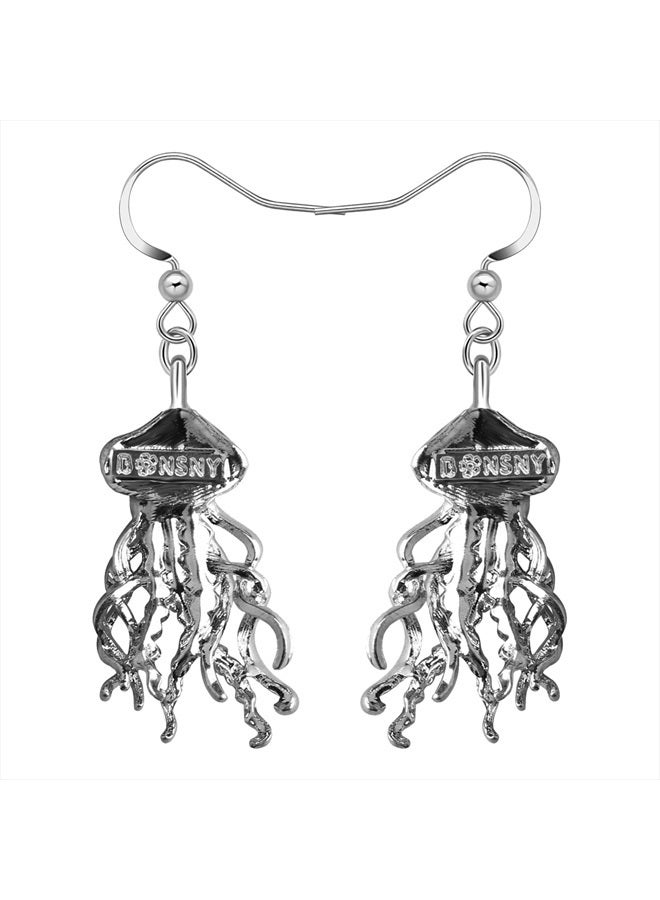 Newei Cute Enamel Whale Octopus Jellyfish Shark Earrings Dangle Jewelry for Women Sea Animals Gifts (Multi Jellyfish) - Image 5