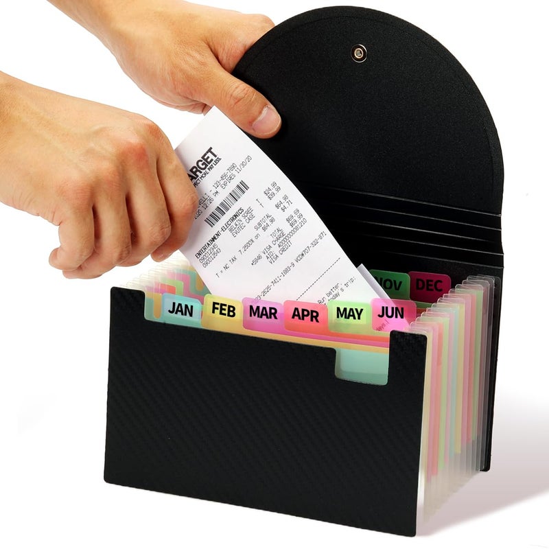 H4D Coupon Receipt Holder, 13 Pocket Accordion File Organizer, 7x4.5 Inches, Black - Image 1