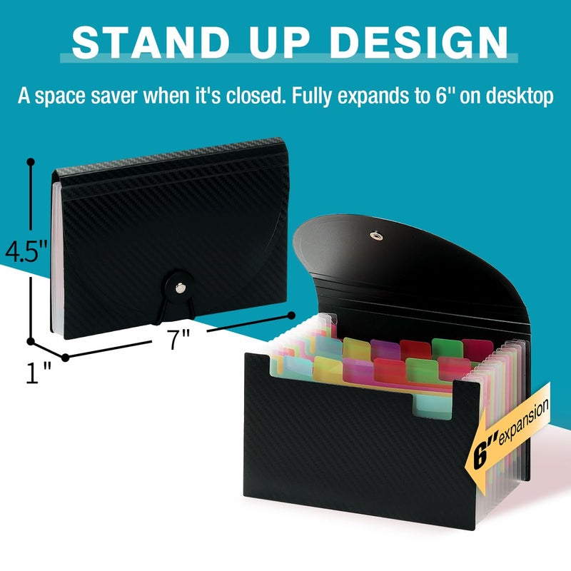 H4D Coupon Receipt Holder, 13 Pocket Accordion File Organizer, 7x4.5 Inches, Black - Image 2