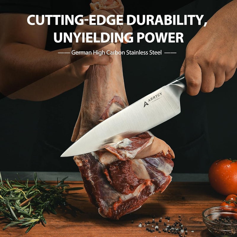 Arrtcy Knife Set with Block, Kitchen Knife Set 15-Piece with Sharpener - High Carbon Stainless Steel Dishwasher Safe Knives with Ergonomic Handles for Chef & Home - Image 4