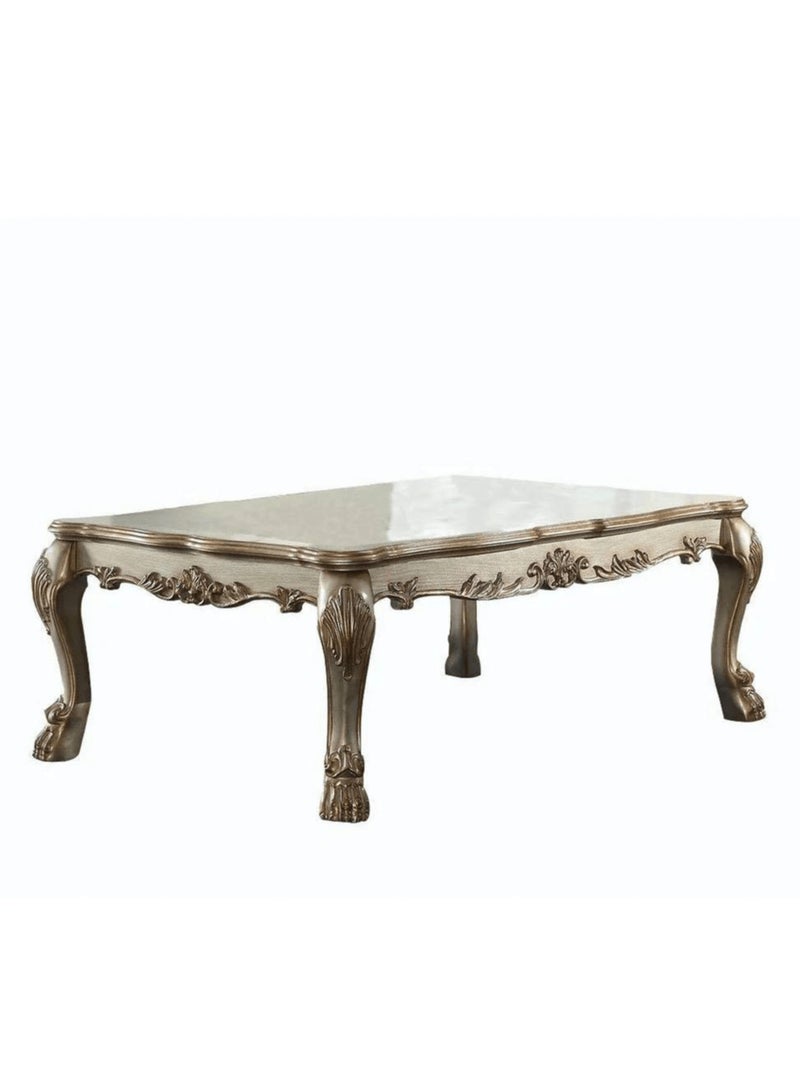 Wooden Twist Sallow Hand Carved Modern Teak Wood Rectangle Coffee Table