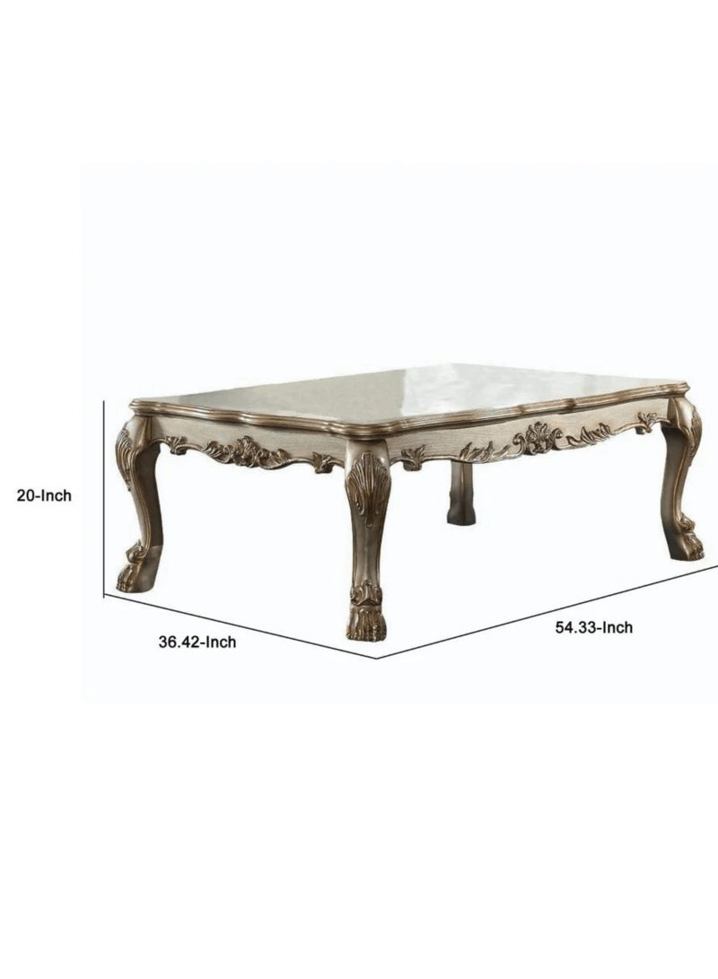 Wooden Twist Sallow Hand Carved Modern Teak Wood Rectangle Coffee Table