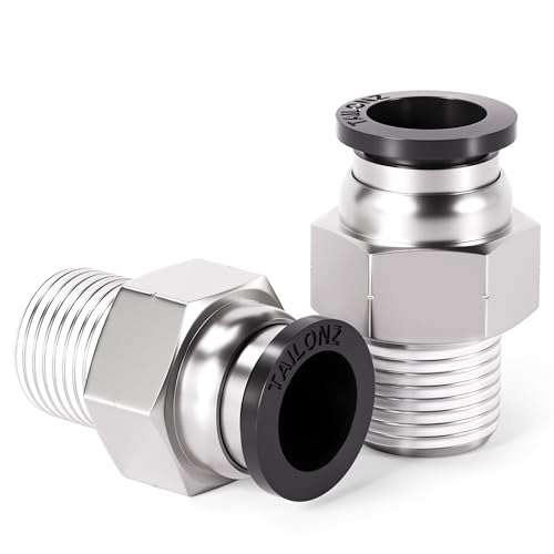 TAILONZ PNEUMATIC Male Straight 1/4 Inch Tube OD x 1/8 Inch NPT Thread Push to Connect Fittings PC-1/4-N1 (Pack of 20) - Image 1