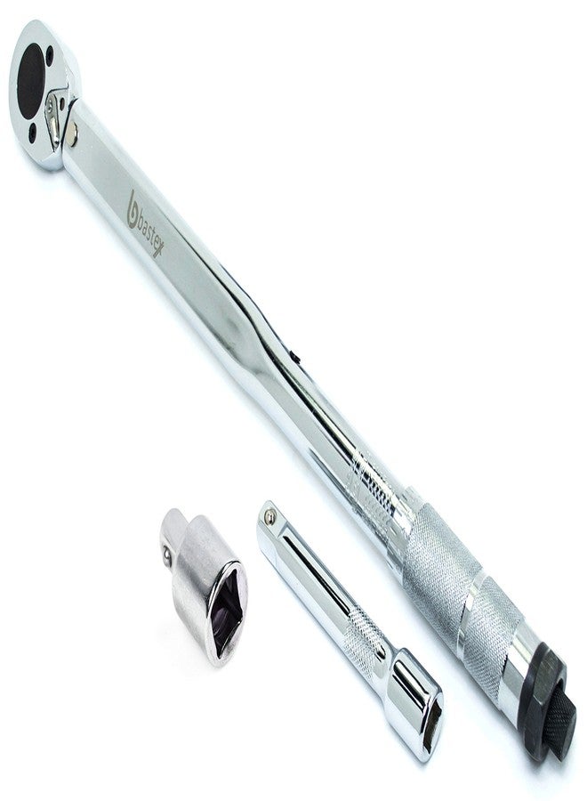 Bastex 1/2 inch Drive Click Torque Wrench, 10~150 ft./lb, CR-V Steel 28-210 Newton Meter with Extension Bar - Image 1
