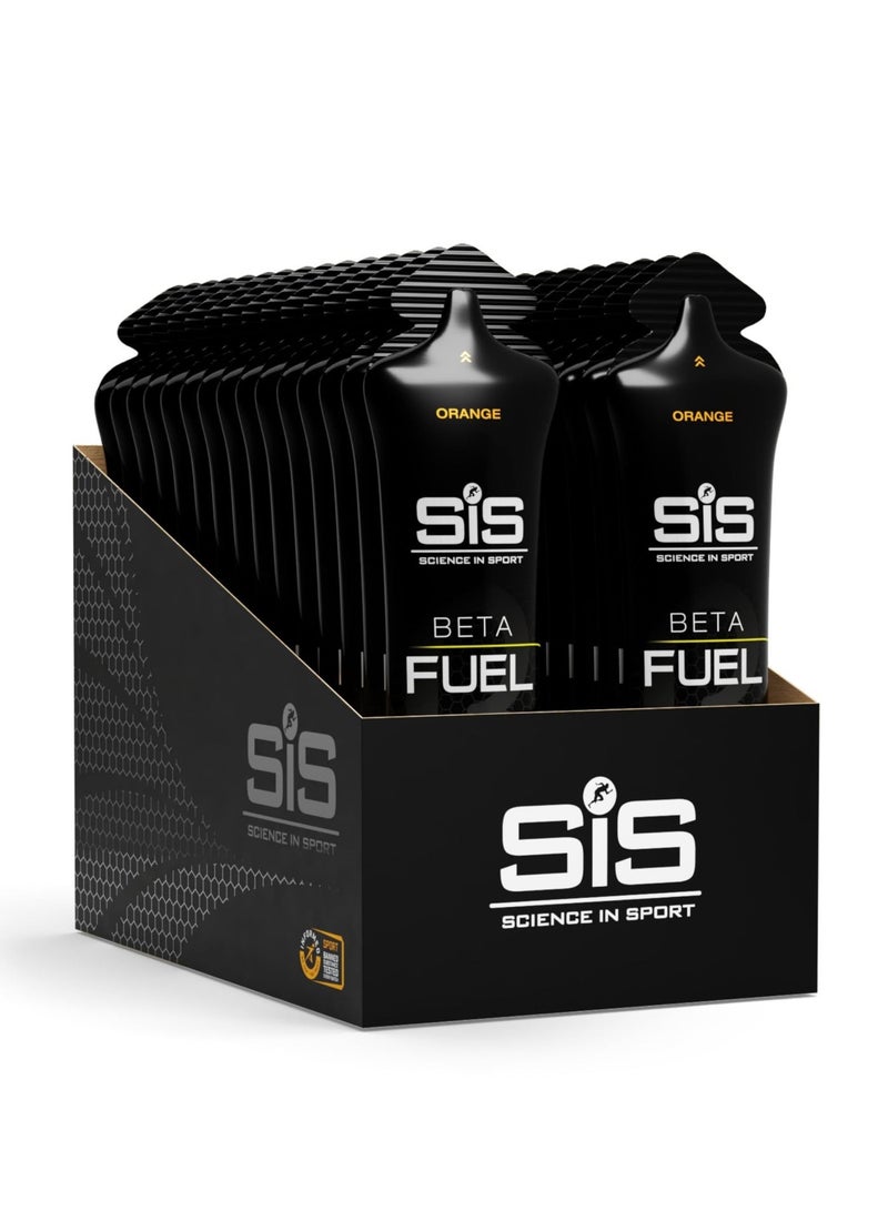 SIS Beta Fuel Energy Gels | 40g Carbohydrates | 1:0.8 Maltodextrin:Fructose Ratio | Easily Digestible | Gluten Free | No Water Needed | Running Gels | Orange Flavour | 30 Pack - Image 1