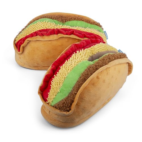 Coddies Taco Slippers - Unisex Funny Slippers, Novelty House Shoes, Funky Shoes, Fun Gifts (Large | 8-11 Men | 10-13 Women) Brown - Image 1
