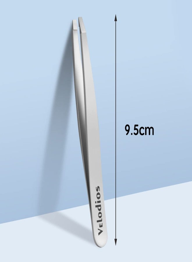 Velodios Professional Precision Tweezers for Women and Men, Stainless Steel Flat Tip Tweezers for Eyebrow, Facial Hair,Chin Hair and Ingrown Hair Removal - Image 2