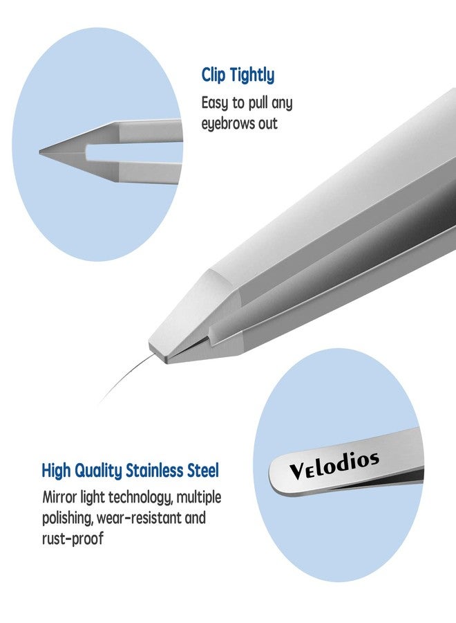 Velodios Professional Precision Tweezers for Women and Men, Stainless Steel Flat Tip Tweezers for Eyebrow, Facial Hair,Chin Hair and Ingrown Hair Removal - Image 3