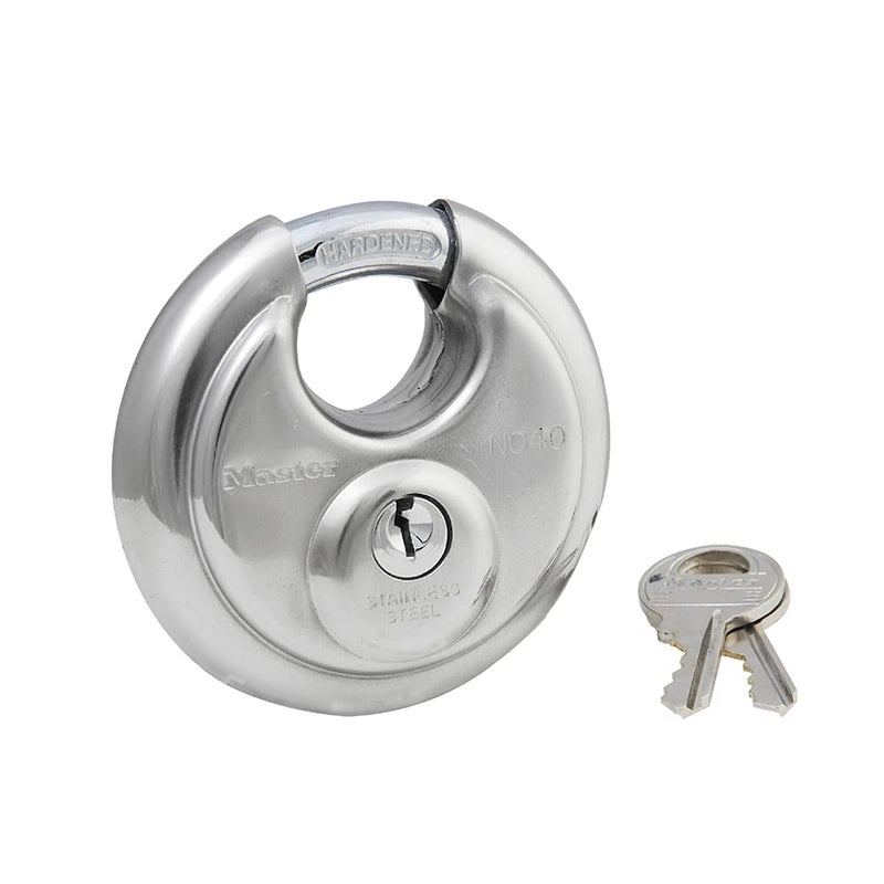 Master Lock 40KADPF Round Padlock with Shielded Shackle, Stainless Steel,Silver - Image 1