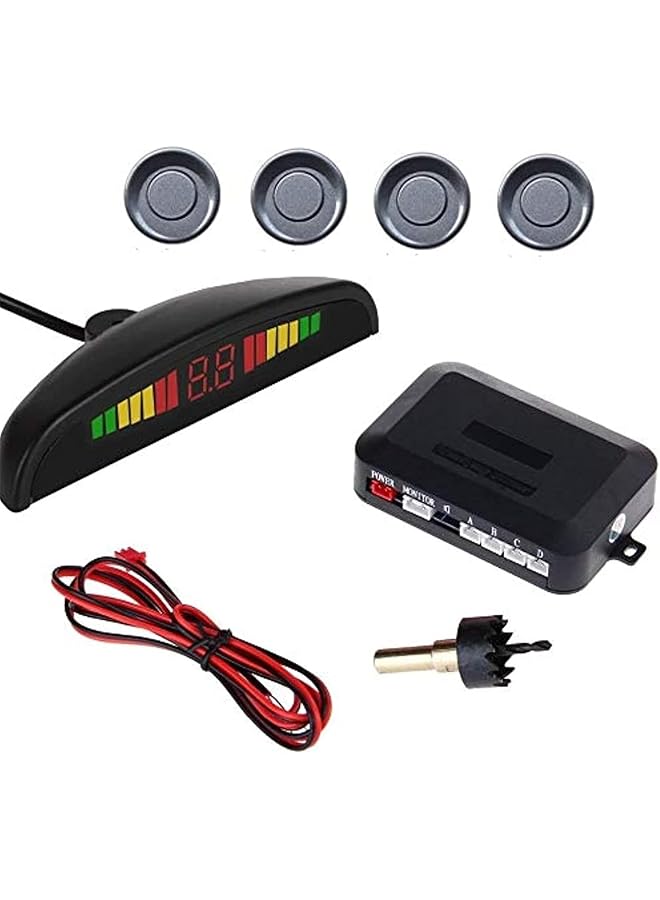 Auto Parking Assist System, 4 Sensors, Radar, Led Car Parking Sensor Auto Reverse Assistance Backup Radar Detector System(White) - Image 1