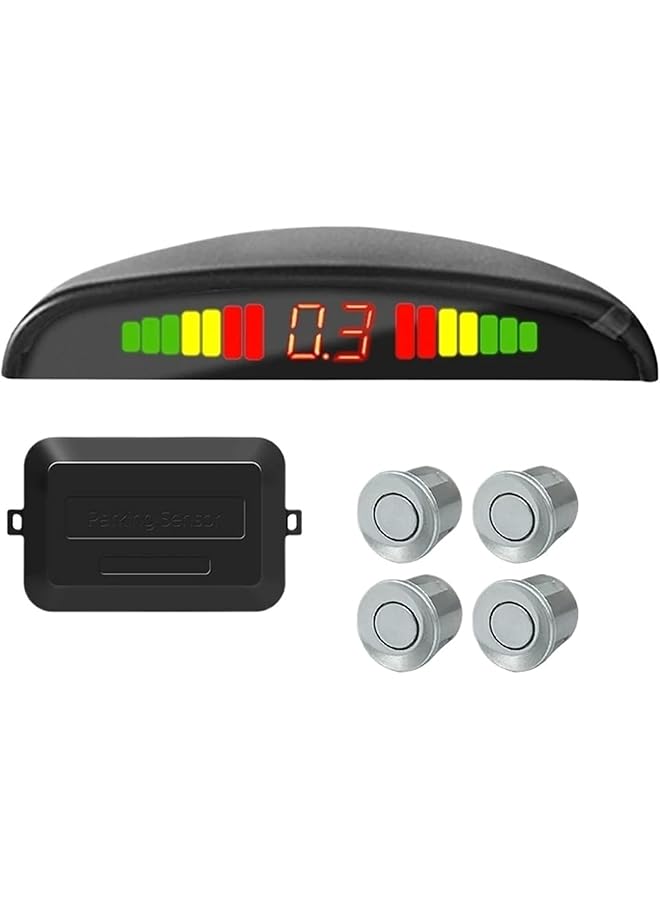 Auto Parking Assist System, 4 Sensors, Radar, Led Car Parking Sensor Auto Reverse Assistance Backup Radar Detector System(White) - Image 2