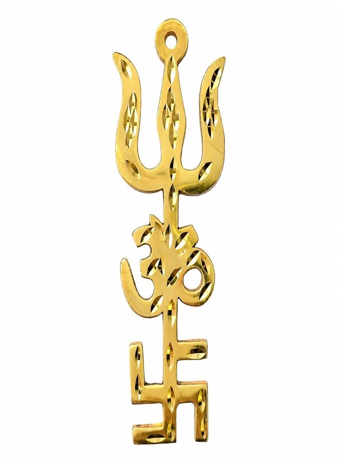 KIRINVEDA Ashtadhatu Tri Shakti Yantra Power Symbol for Protection & Good Luck Swastik Om Trishul Symbol - Image 1