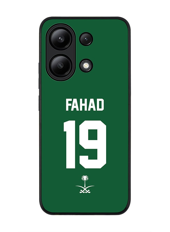 Stylizedd Rugged Black edge case for Xiaomi Redmi Note 13 4G, Slim fit Flexible Cover -  Football Team - Saudi Arabia, Player Name - Fahad - Image 1