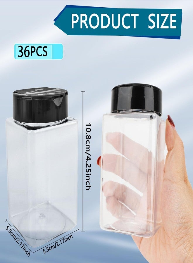 Conagel 36 Pack 9 oz Square Plastic Spice Jars with Black Lids Empty Seasoning Containers Plastic Storage Spice Bottles for Kitchen Peppers Salt - Image 2