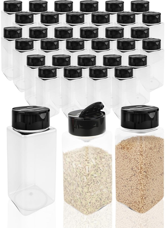 Conagel 36 Pack 9 oz Square Plastic Spice Jars with Black Lids Empty Seasoning Containers Plastic Storage Spice Bottles for Kitchen Peppers Salt - Image 1