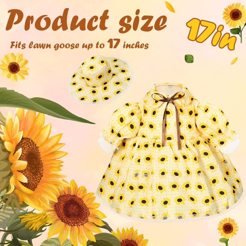 FuWeave Spring Porch Goose Outfit for 23''h Cement Statue Goose Skirt Costume for Summer Outdoor Yard Lawn Patio Decor(Sunflower) - Image 2