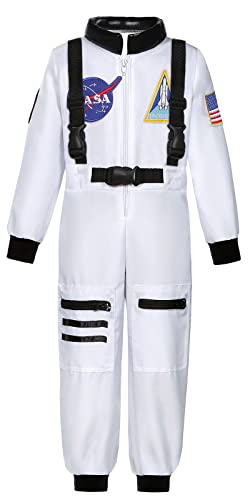 Costumerry Astronaut Costume for Kids Space Pilot Toddler Boys Birthday Halloween Costumes (White, 5-7 Years) - Image 1