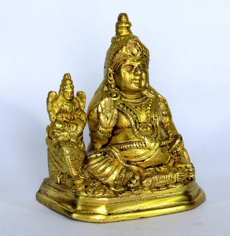 ESPLANADE Brass Laxmi Kuber Idol for Pooja or Home Workplace Office Desk Gold 425 - Image 3