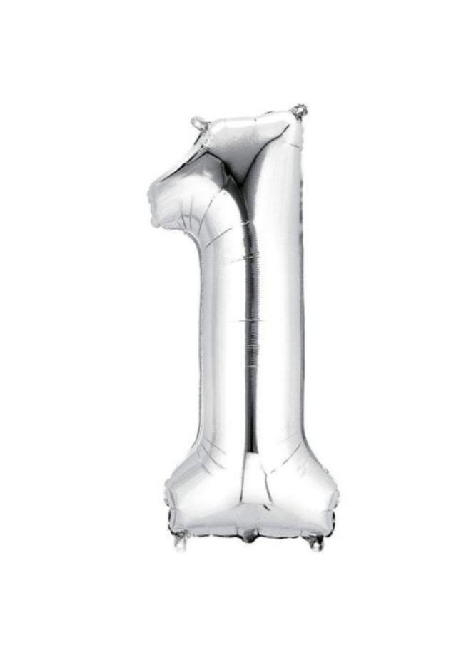 null - Silver number 1 helium balloon - Image 1