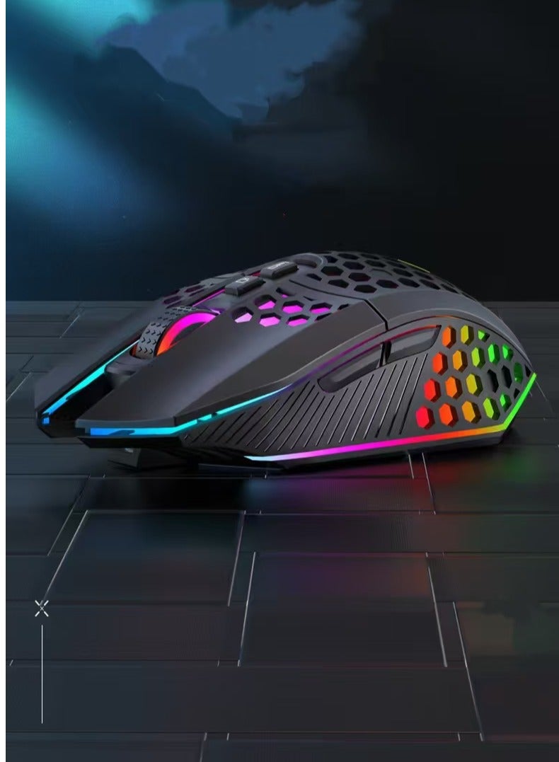 Honeycomb Wired Gaming Mouse, RGB Backlight and 8000 Adjustable DPI,Ergonomic and Lightweight USB Computer Mouse with High Precision Sensor for Windows PC & Laptop Gamers (Black)