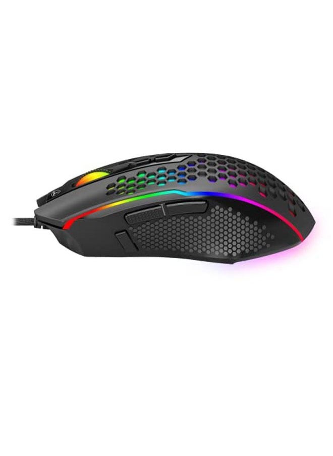 Captaintech Honeycomb Wired Gaming Mouse, RGB Backlight and 8000 Adjustable DPI,Ergonomic and Lightweight USB Computer Mouse with High Precision Sensor for Windows PC & Laptop Gamers (Black)  - Image 2