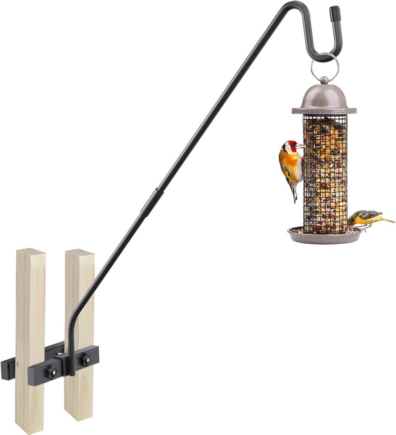 Monalife Deck Railing Plant Hanger Outdoor-Deck Hook Railing Mount，Metal Bird Feeder Hanger for Deck Railing,Fence Shepherds Hooks Pole Bracket for Hanging Hummingbird Feeder,Planter,Flower Baskets - Image 1