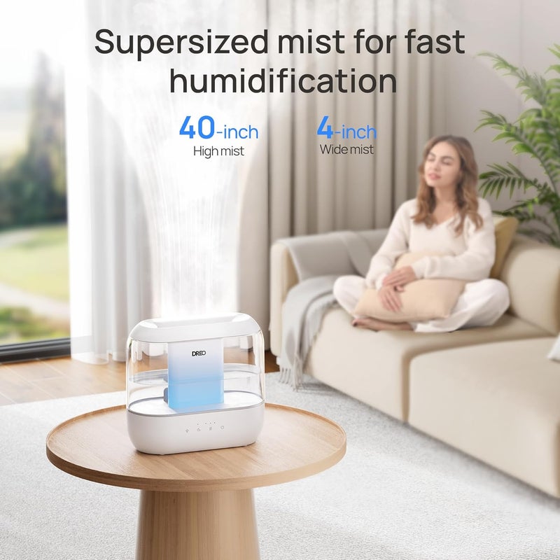 Dreo Daily repeated use trusted quality Humidifier for Bedroom Baby, 4L Cool Mist Supersized Humidifiers for Home, 28 dB Quiet Air Humidifier for Room, Oil Diffuser, 36H Runtime, Night Light, Top-Fill, Easy to Clean & Fill, White Wide range compatible material - Image 3