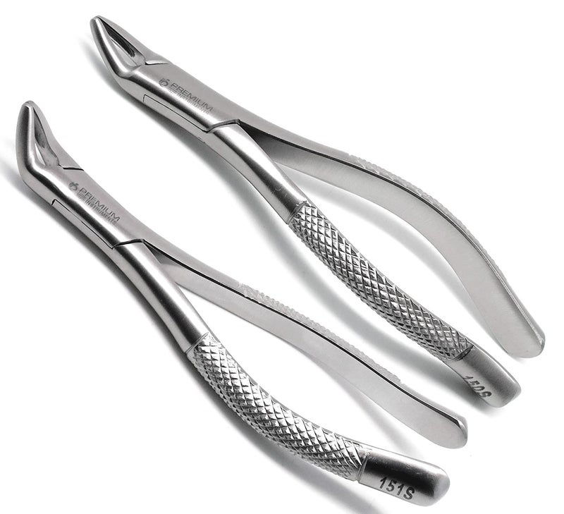 Premium Instruments 2 Pcs Dental Extracting Forceps 150s & 151s Upper Lower Molars Incisors Surgical Instruments - Image 1