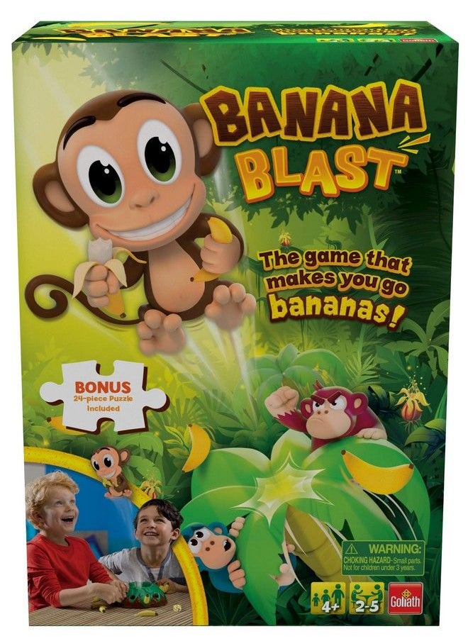 Goliath Banana Blast Pull The Bananas Until The Monkey Jumps Game Includes A Fun Colorful 24Pc Puzzle, Green  - Image 2