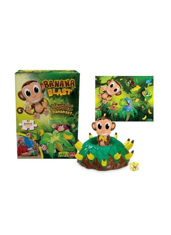 Goliath Banana Blast Pull The Bananas Until The Monkey Jumps Game Includes A Fun Colorful 24Pc Puzzle, Green  - Image 3