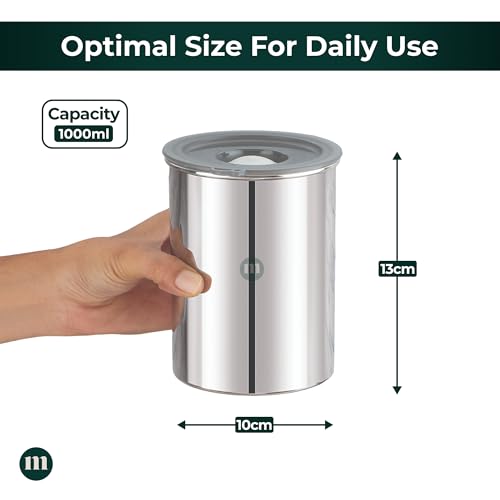 MARU Steel Airtight Storage Containers for kitchen 750g (1000ml) Set of 4,Leakproof jars suitable for Fridge, Dabba with Secure Silicone Vent semi transparent Lids, Perfect to Store Food and Liquids - Image 2