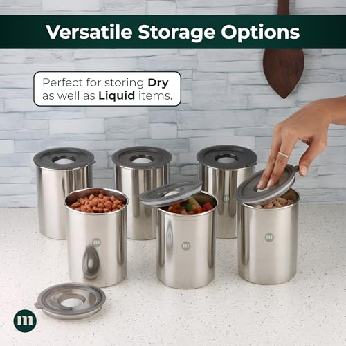 MARU Steel Airtight Storage Containers for kitchen 750g (1000ml) Set of 4,Leakproof jars suitable for Fridge, Dabba with Secure Silicone Vent semi transparent Lids, Perfect to Store Food and Liquids - Image 5