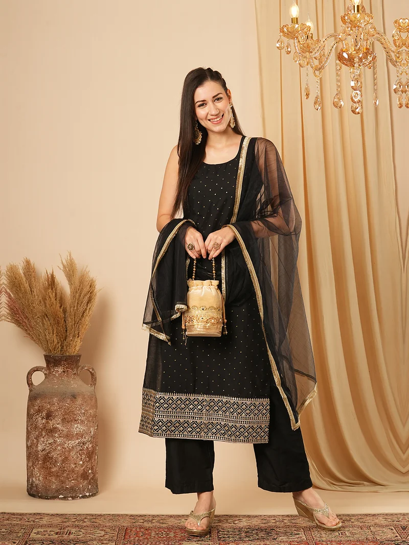 جلو باص Women Ethnic Motifs Printed Regular Kurta With Trousers & With Dupatta