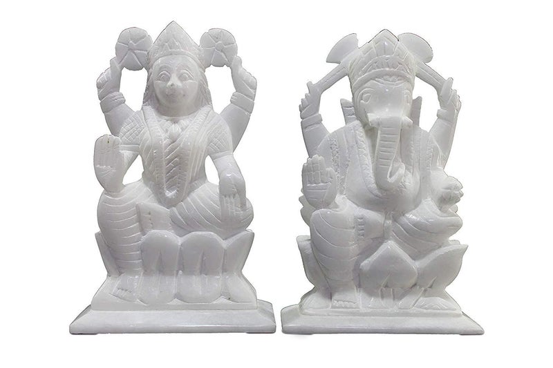 StonKraft 7 Big Size Ganesh Laxmi Idol Marble Pooja Puja Lord Ganesh Ganpati Ganesha Laxmi Lakshmi Idol Statue Murti - Image 1