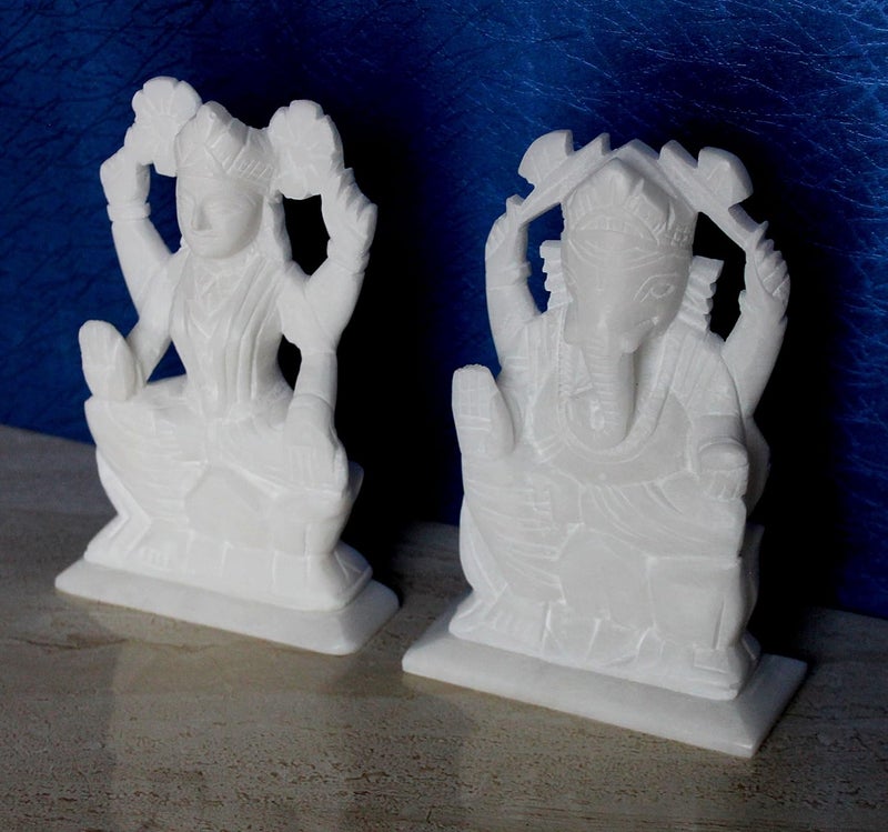 StonKraft 7 Big Size Ganesh Laxmi Idol Marble Pooja Puja Lord Ganesh Ganpati Ganesha Laxmi Lakshmi Idol Statue Murti - Image 4