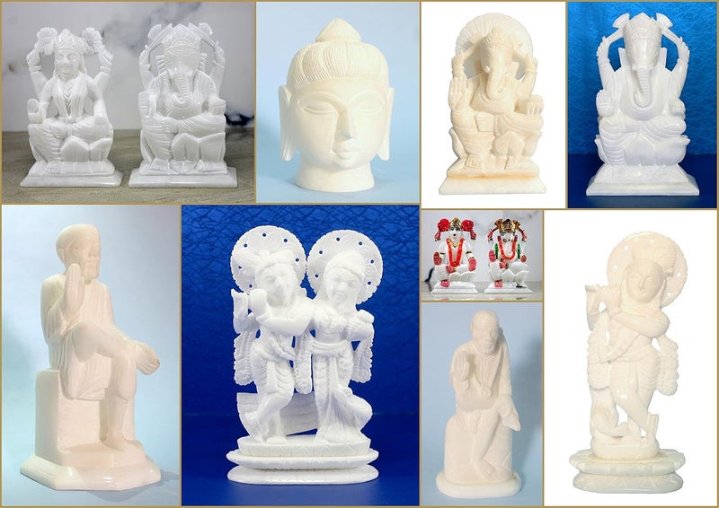 StonKraft 7 Big Size Ganesh Laxmi Idol Marble Pooja Puja Lord Ganesh Ganpati Ganesha Laxmi Lakshmi Idol Statue Murti - Image 5