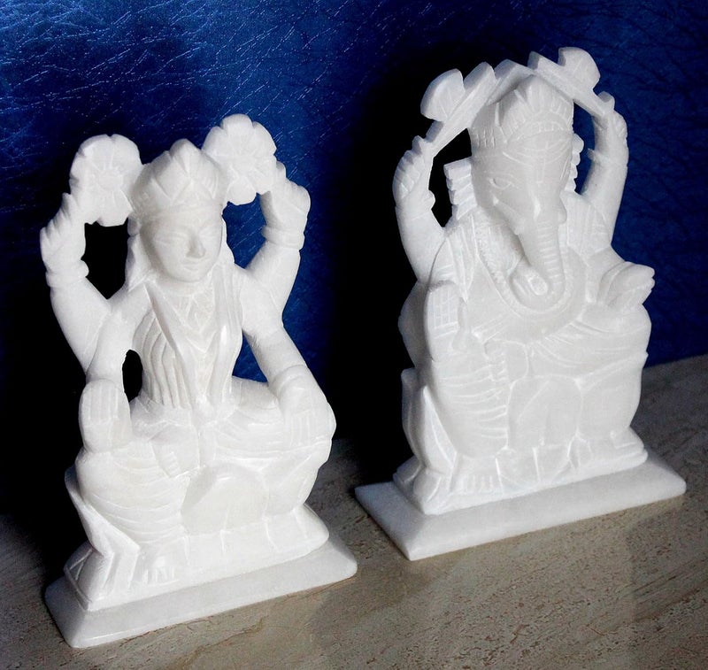 StonKraft 7 Big Size Ganesh Laxmi Idol Marble Pooja Puja Lord Ganesh Ganpati Ganesha Laxmi Lakshmi Idol Statue Murti - Image 3