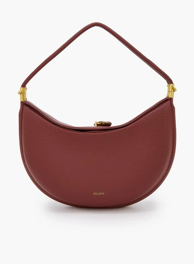 Textured Shoulder Bag With Flap Closure