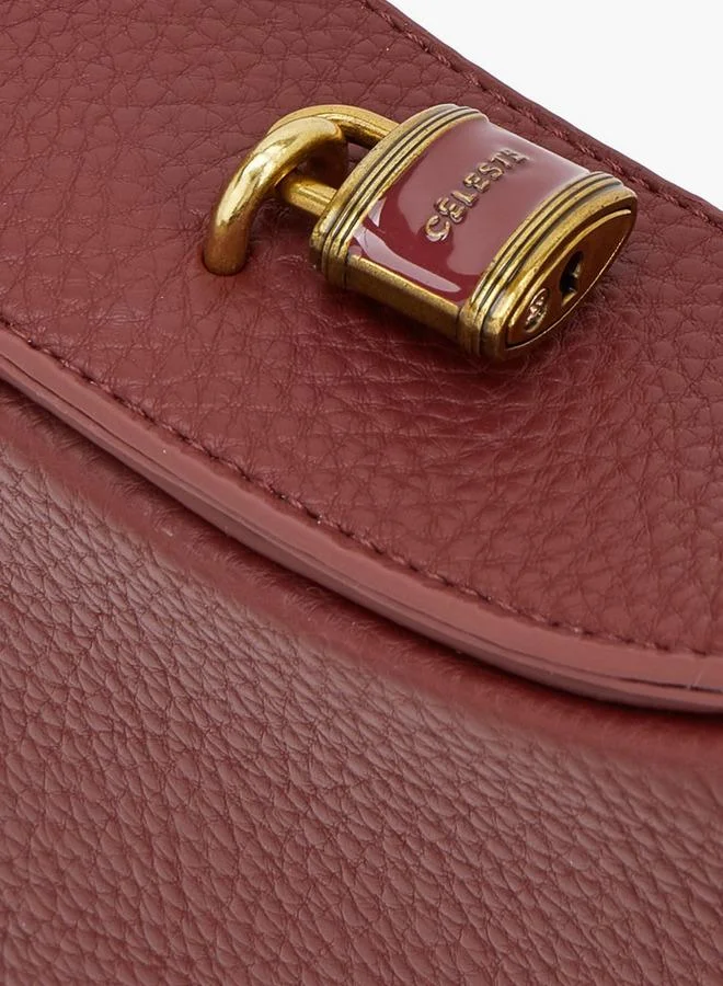 Celeste RED Textured Shoulder Bag With Flap Closure for Women | Best Price UAE