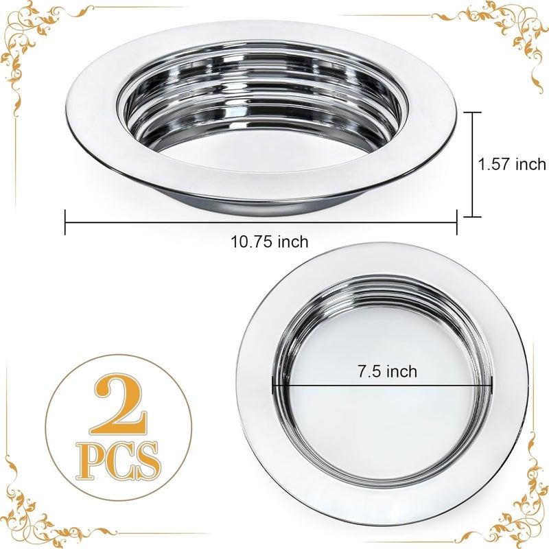 Bekith 2 Pack Communion Plates for Church, Communion Ware Stainless Steel Bread Tray, Church Supplies Set, Silver - Image 2
