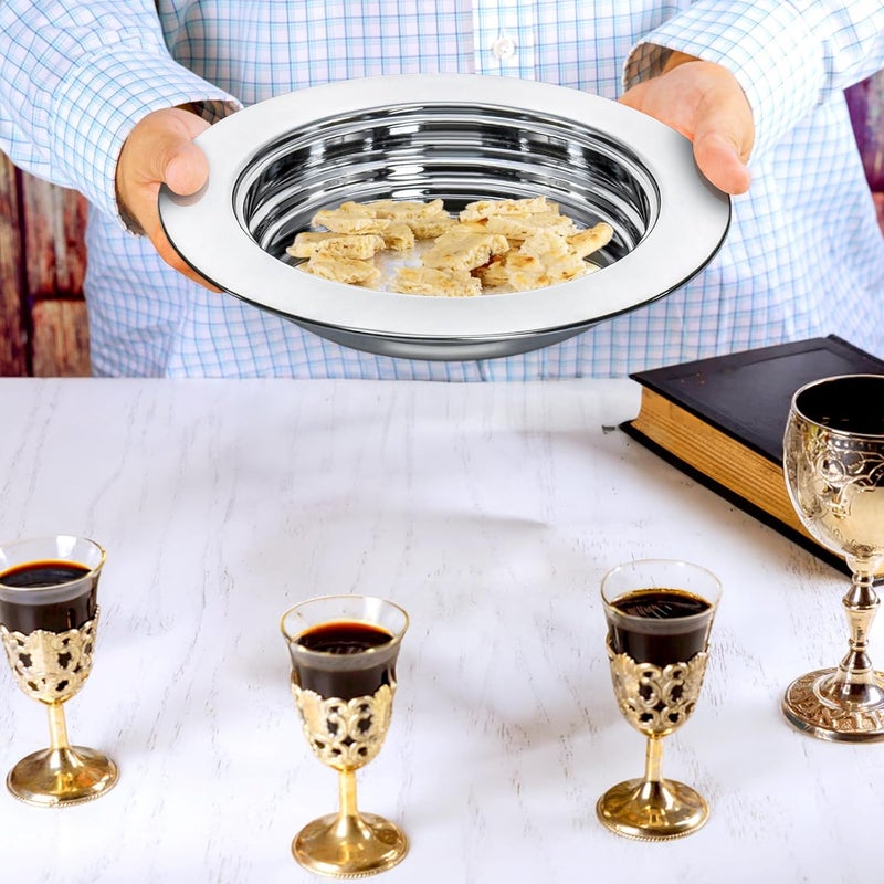 Bekith 2 Pack Communion Plates for Church, Communion Ware Stainless Steel Bread Tray, Church Supplies Set, Silver - Image 5