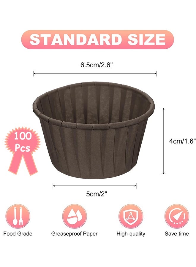 100 قطعة من أكواب خبز الكب كيك للاستخدام مرة واحدة، مقاومة للحرارة العالية، بطانة مقاومة للزيت، ورق زبدة، أغلفة خبز الكب كيك، إكسسوارات وديكورات حفلات أعياد الميلاد (بني) - Image 2