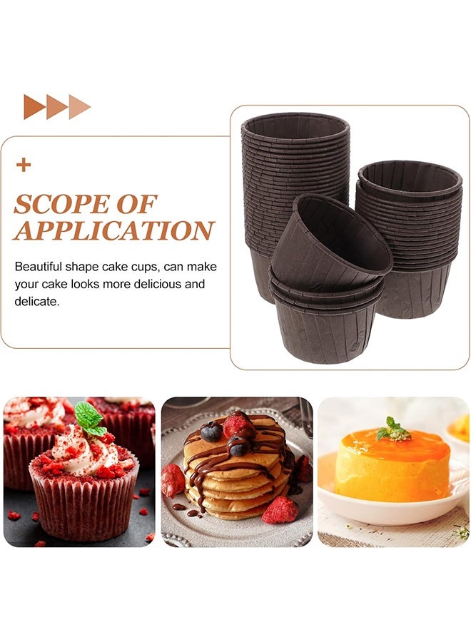 100 قطعة من أكواب خبز الكب كيك للاستخدام مرة واحدة، مقاومة للحرارة العالية، بطانة مقاومة للزيت، ورق زبدة، أغلفة خبز الكب كيك، إكسسوارات وديكورات حفلات أعياد الميلاد (بني) - Image 4